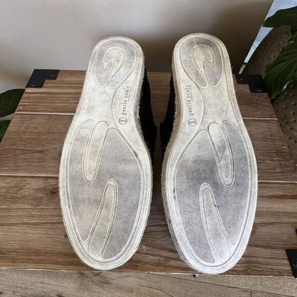 Gentle Souls Lizzy Slip On Black Pebbled Leather Espadrille Loafers Size 8.5 - Picture 13 of 14